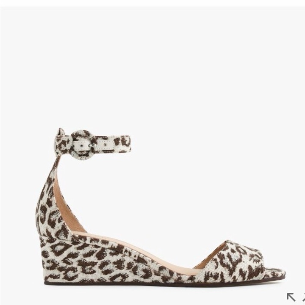 NIB J.Crew Size 7 Laila Wedges Sandals In Leopard Animal Print Canvas